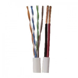 97394-06-01 Southwire 18 AWG 2 Conductor 4 Pair Unshielded Twisted Pairs (UTP) Solid Bare Copper CMR/CL3R Cat5e Non-Plenum CCTV Cable - 1000' Reel - White