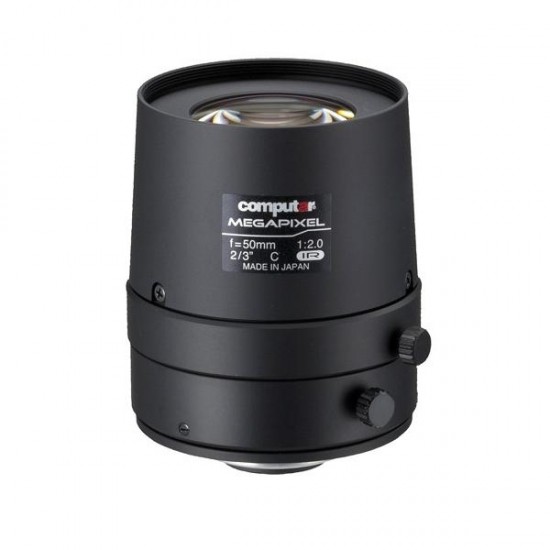 M5020FIC-MPIR Computar 2/3" C-Mount 50mm F/2.0 5 Megapixel IR-corrected Manual Iris Lens