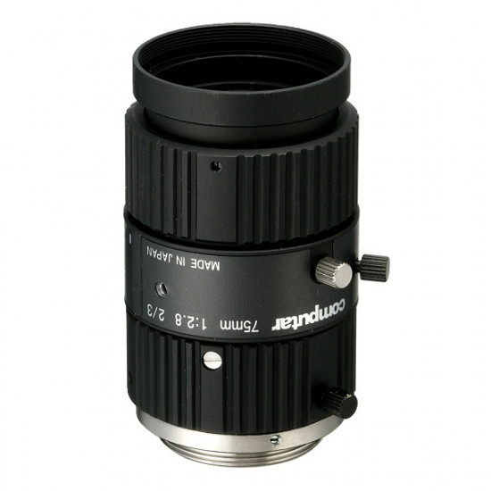 M7528-MP Computar 2/3" C-Mount 75mm F/2.8 1.5 Mega-Pixel Locking Iris Lens