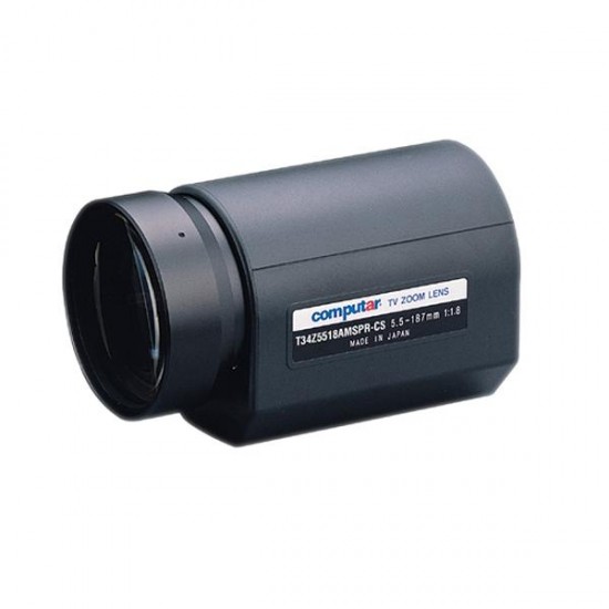 T34Z5518AMSPR Computar 1/3" CS-Mount Motorized Zoom 5.5-187mm F/1.8 Auto Iris and Over-ride Manual and Preset Lens