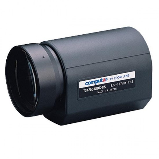 T34Z5518DC Computar 1/3" CS-Mount 5.5-187mm Motorized Zoom F/1.8 Mini Connector Video DC Auto Iris Lens