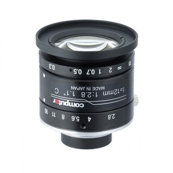 V1228-MPY Computar 1.1" C-Mount 12mm F/2.8 12 Mega-Pixel Ultra Low Distortion Manual Iris Lens