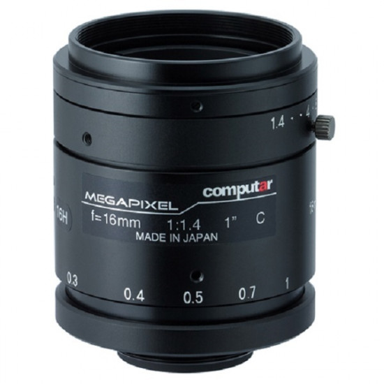 V1614-MP Computar 1" C-Mount 16mm F/1.4 2 Mega-Pixel Ultra Low Distortion Manual Iris Lens