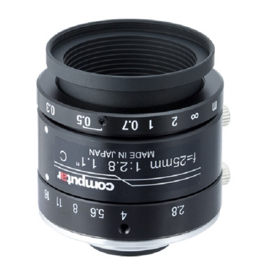 V2528-MPY Computar 1.1" C-Mount 25mm F/2.8 12 Mega-Pixel Ultra Low Distortion Manual Iris Lens