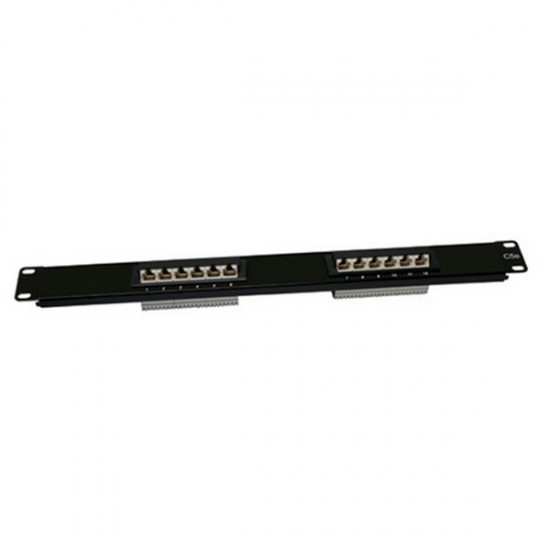 CAT 5E Patch Panel 12 Port 1U Rack Mount - 45 Degree Entry