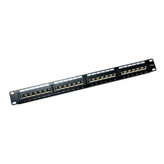 CAT 5E Patch Panel 24 Port 1U Rack Mount - 45 Degree Entry