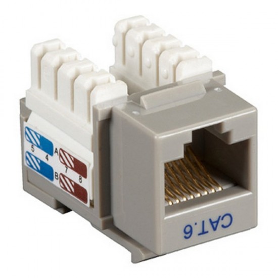 CAT6 RJ45 Punch Down Keystone Jack - Gray
