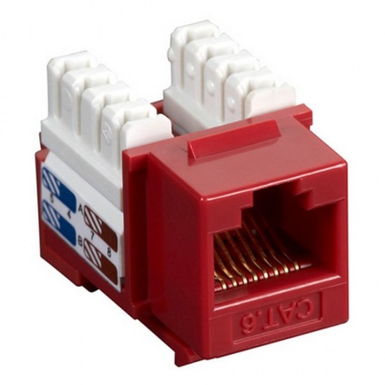 CAT6 RJ45 Punch Down Keystone Jack - Red