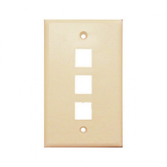WP-3P-IV Single Gang Wall Plate - 3 Port - Ivory