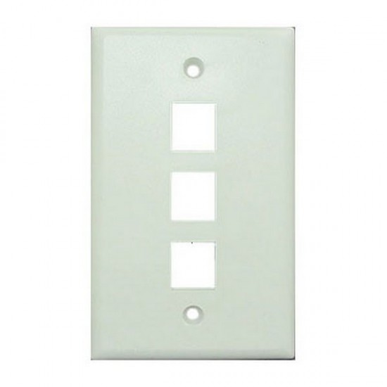 WP-3P-WH Single Gang Wall Plate - 3 Port - White