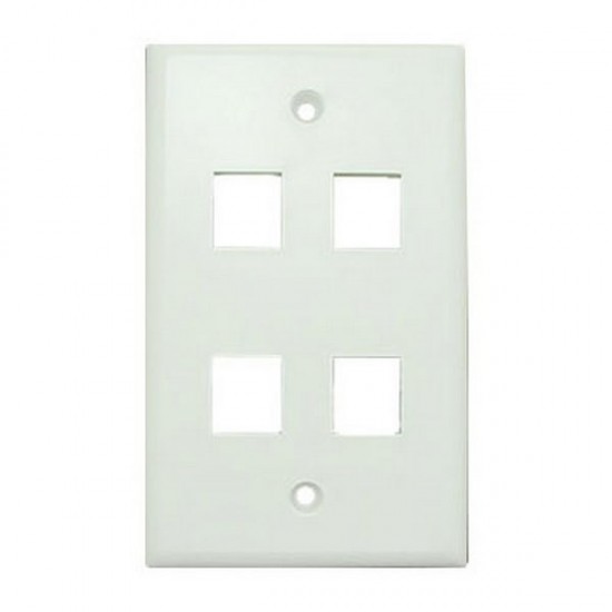 WP-4P-WH Single Gang Wall Plate - 4 Port - White