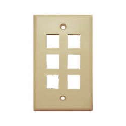 WP-6P-IV Single Gang Wall Plate - 6 Port - Ivory