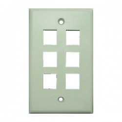 WP-6P-WH Single Gang Wall Plate - 6 Port - White