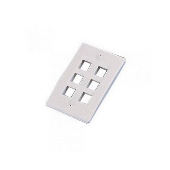 WPIC-6P-WH Single Gang Wall Plate Icon Style - 6 Port - White