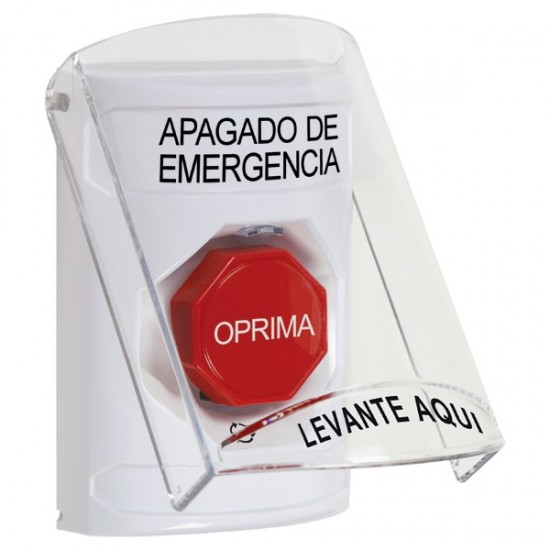 SS23A9PO-ES STI White Indoor Flush/Surface w/ Horn Turn-to-Reset Stopper Station w/ EMERGENCY POWER OFF Spanish