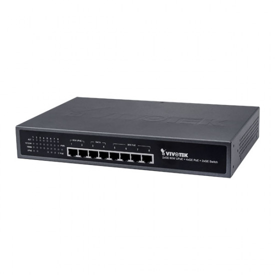 AW-GEU-080A-250 Vivotek Unmanaged 2xGE 60W UPoE + 4xGE PoE + 2xGE Switch