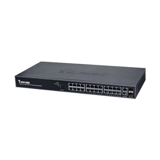 AW-GEV-264B-370 Vivotek 24 Gigabit PoE + 2 Gigabit Port 370W Total VivoCam Web Smart Managed PoE Switch