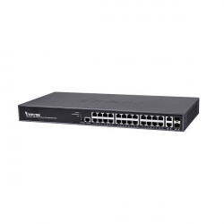AW-GEV-267A-370 Vivotek 24 Port GbE RJ45 + 2 Port GbE RJ45/SFP + 1 Port RJ45 370W Total Layer 2 VivoCam Managed PoE Switch