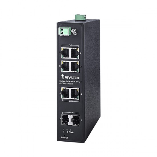 AW-IHT-0800 Vivotek Industrial 4 x GE PoE + 2 x GE UTP + 2 x GE SFP Switch