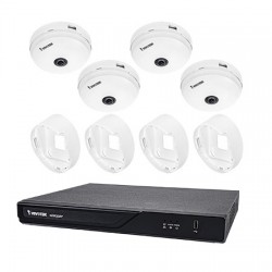 ND9323P-2TB-4FE90 Vivotek 8 Channel NVR 64Mbps Max Throughput w/ 8 Channel PoE Built-In - 2TB w/ 4 x 5MP Indoor Fisheye IP Security Cameras with Wall Mount Brackets