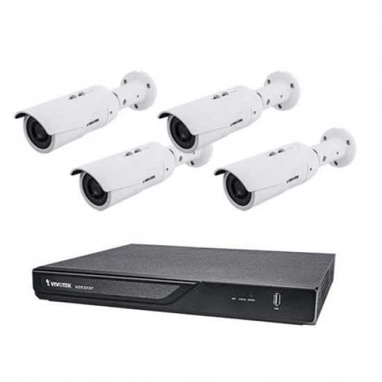 ND9323P-2TB-4IB89EH Vivotek 8 Channel NVR Kit 64Mbps Max Throughput 2TB w/ 4 x 5MP Outdoor IR Bullet IP Security Cameras with -40&deg;F Operating Temperature